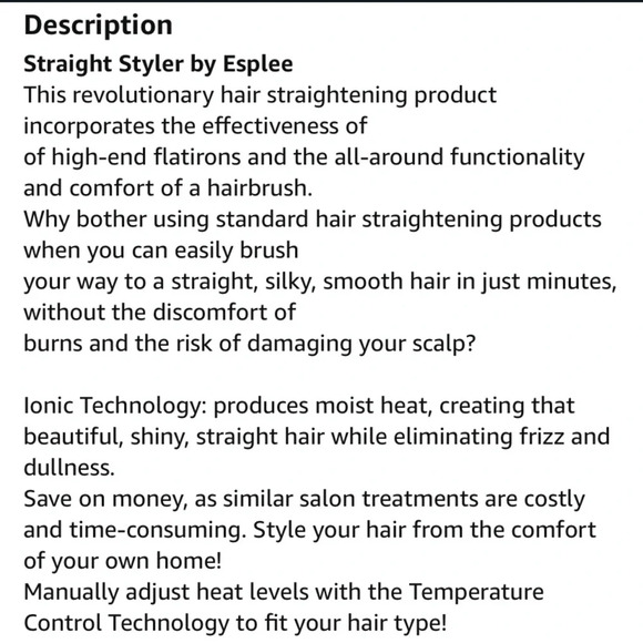 Hot & Straight Straightening Salon Brush with Temperature Control by Esplee, Red - Picture 3 of 7